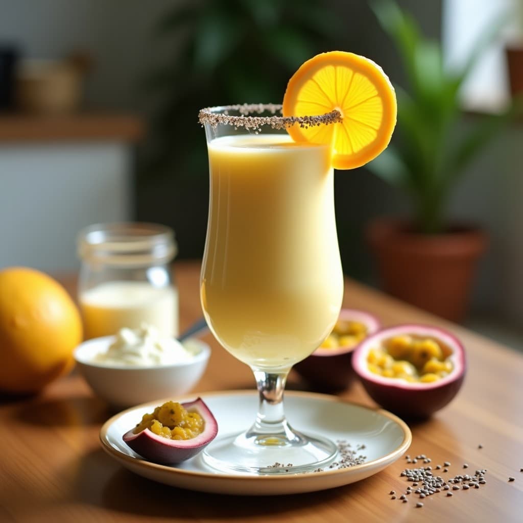Smoothie de Maracuyá, pluricose y Yogur Griego: Bebida Tropical Alta en Proteína y Probióticos