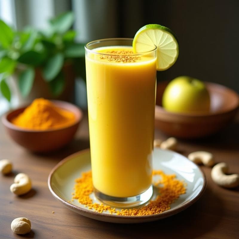 Smoothie de Marañón y Cúrcuma con Leche de Caju: Bebida Antioxidante Caribeña
