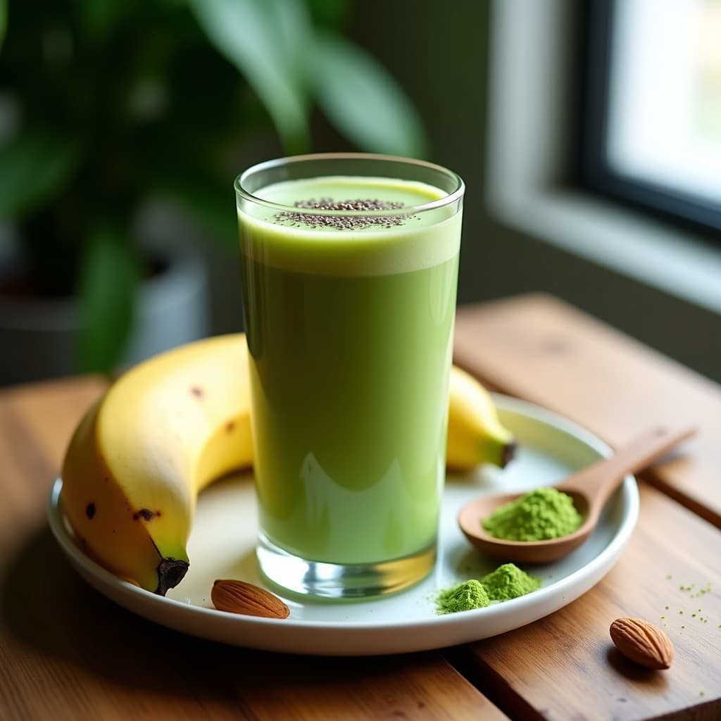 Smoothie de Matcha y Plátano con Semillas de Chía: Bebida Energizante Keto Sin Lácteos