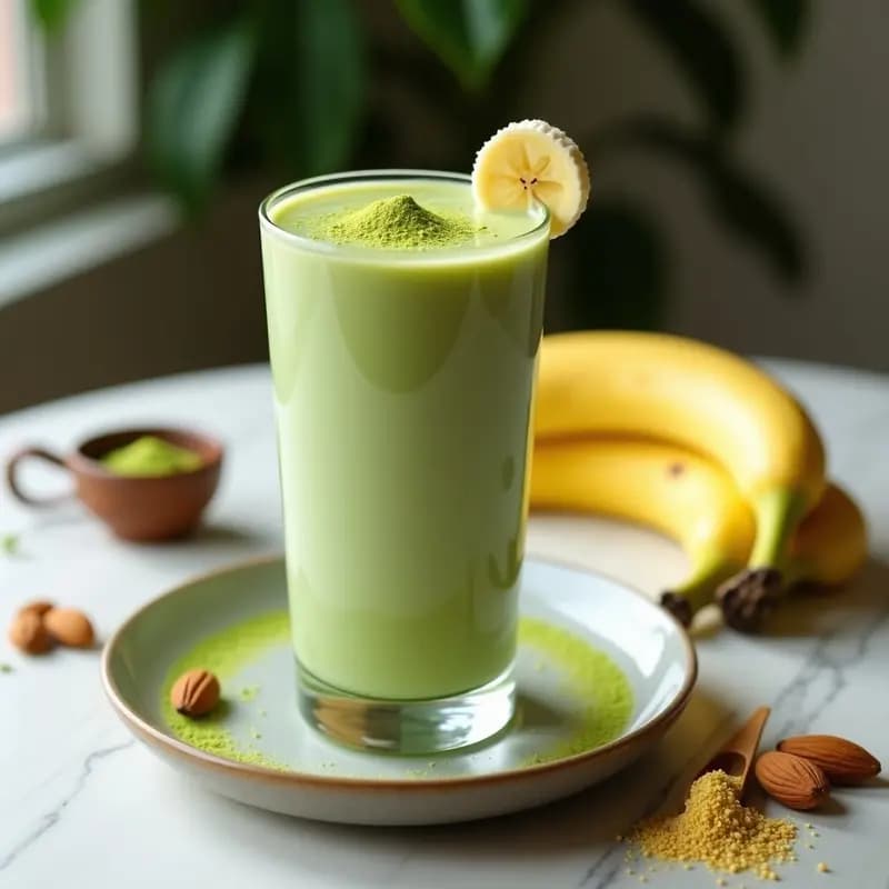 Smoothie de Matcha y Plátano con Leche de Almendras: Desayuno Japonés Energizante
