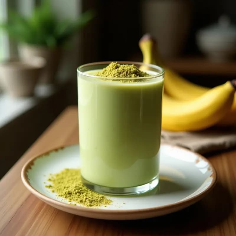 Smoothie de Matcha, Plátano y Leche de pistacho: Bebida Japonesa Energética y Antioxidante
