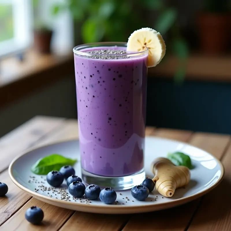 Smoothie de Mora Azul y Jengibre: Receta Detox en 5 Minutos para Energía Natural