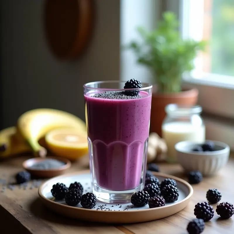 Smoothie de Mora y Chía: Receta Antioxidante para Energía Diaria