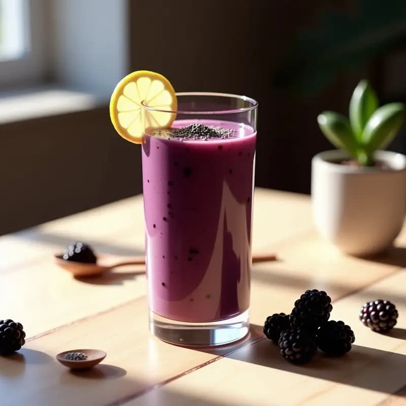 Smoothie de Mora y Chía: Receta Antiage para una Piel Radiante en 5 Minutos