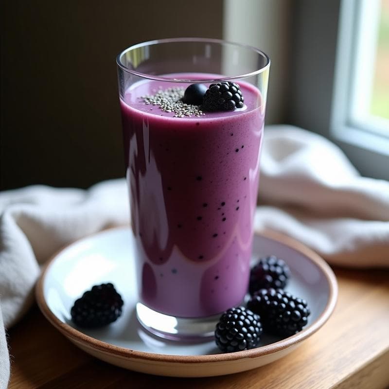 Smoothie de Mora y Chía con Proteína: Receta Energética Sin Azúcar para Deporte
