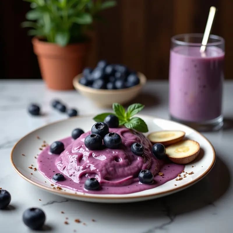 Smoothie Morado de Batata y Arándanos con Leche de Coco: Bebida Detox y Saciante