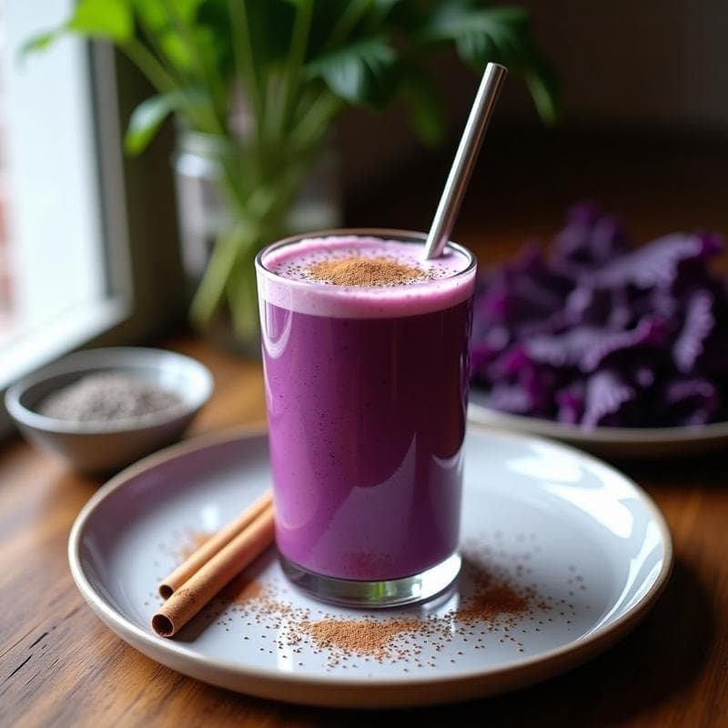 Smoothie Morado de Col Morada y Café: Receta Energética Sin Azúcar para el Desayuno