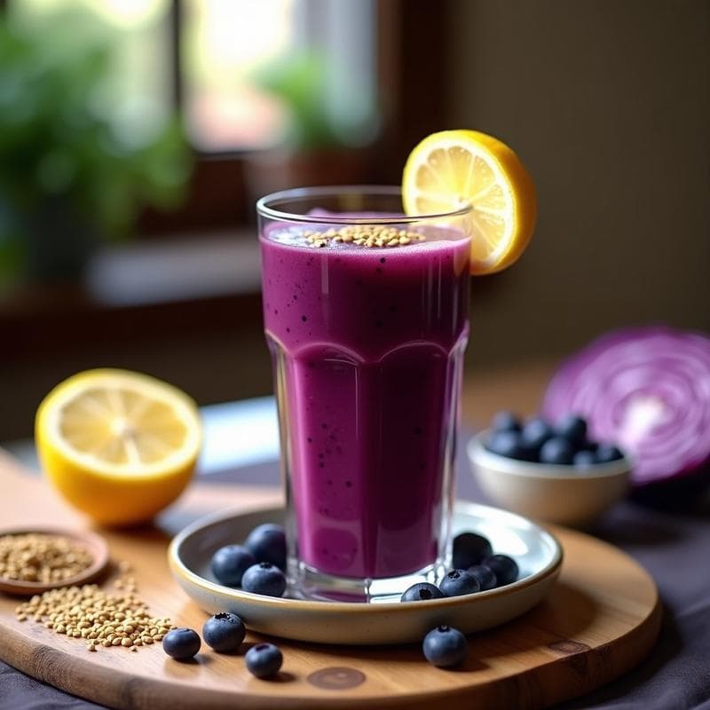 Smoothie Morado de Repollo y Arándanos: Bebida Antioxidante y Depurativa sin Lácteos