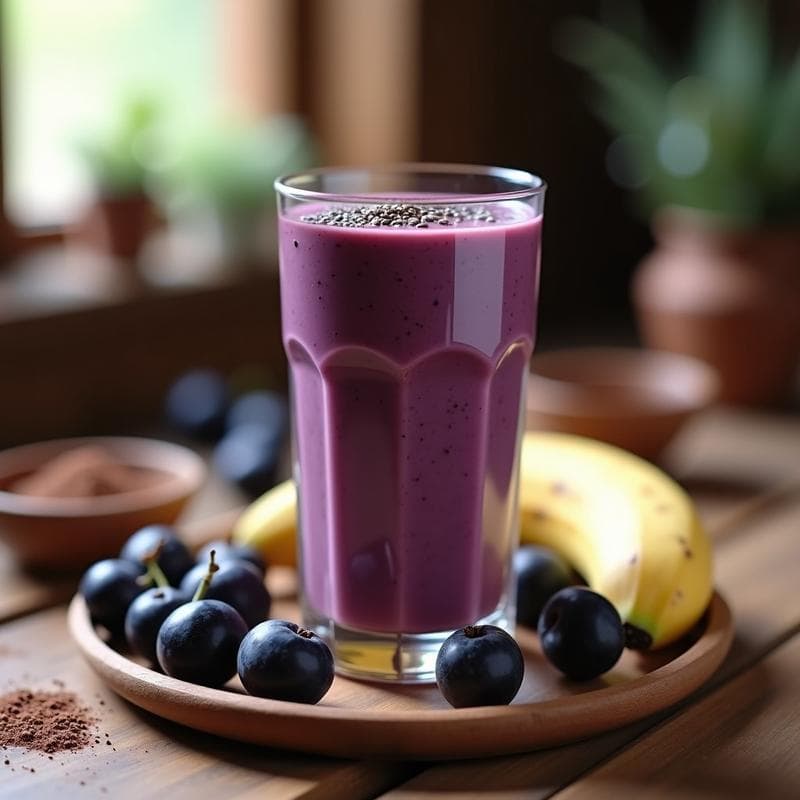 Smoothie Morado de Uvas Negras y Cacao: Receta Antioxidante en 5 Minutos para Energía Duradera
