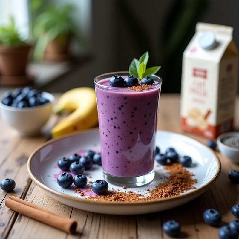 Smoothie de Moras Azules y Semillas de Chía con Leche de Avena: Bebida Desintoxicante y Energética