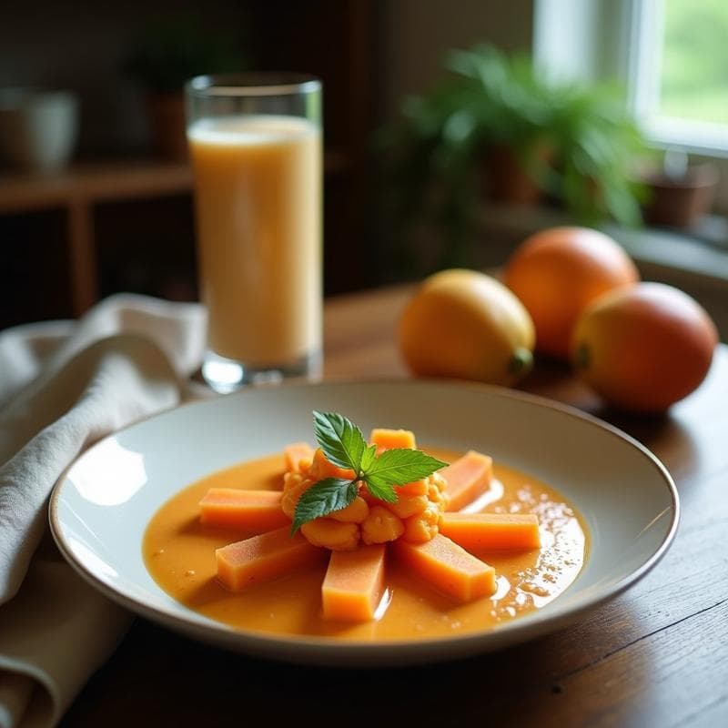 Smoothie de Moringa y Papaya con Topping de Coco: Bebida Tropical Alta en Nutrientes