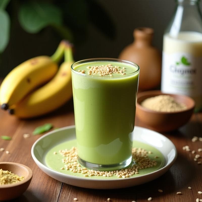 Smoothie de Moringa y Plátano con Leche de Cáfre: Bebida Energética Africana en 5 Minutos