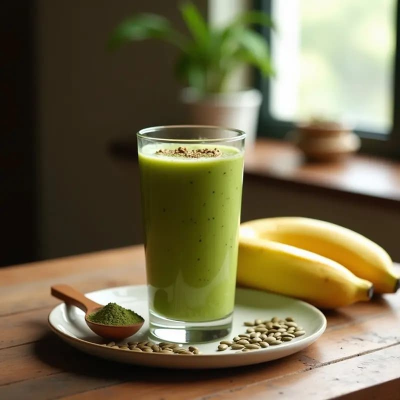 Smoothie de Moringa y Plátano con Semillas de Calabaza: Bebida Energética Antiinflamatoria