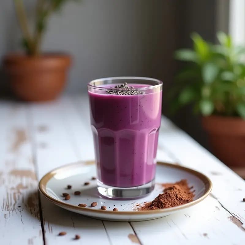 Smoothie de Ñame Morado y Cacao Crudo: Desayuno Antioxidante Sin Lácteos