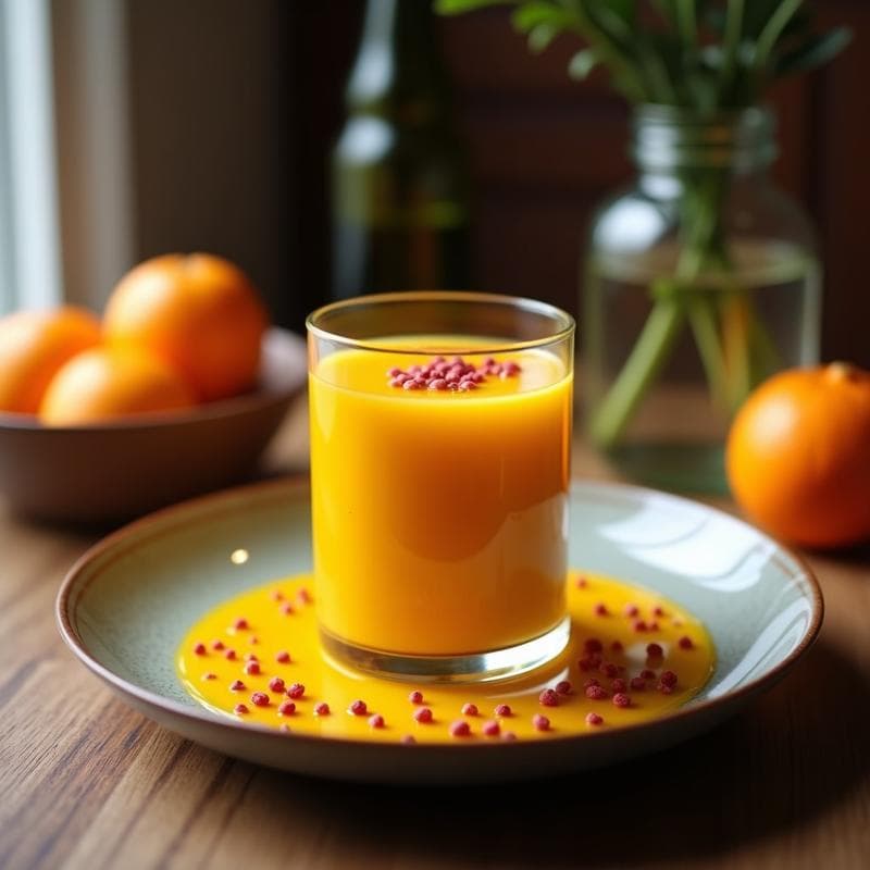 Smoothie de Zumo de Naranja y Cúrcuma con Pimienta Rosa: Bebida Antiinflamatoria