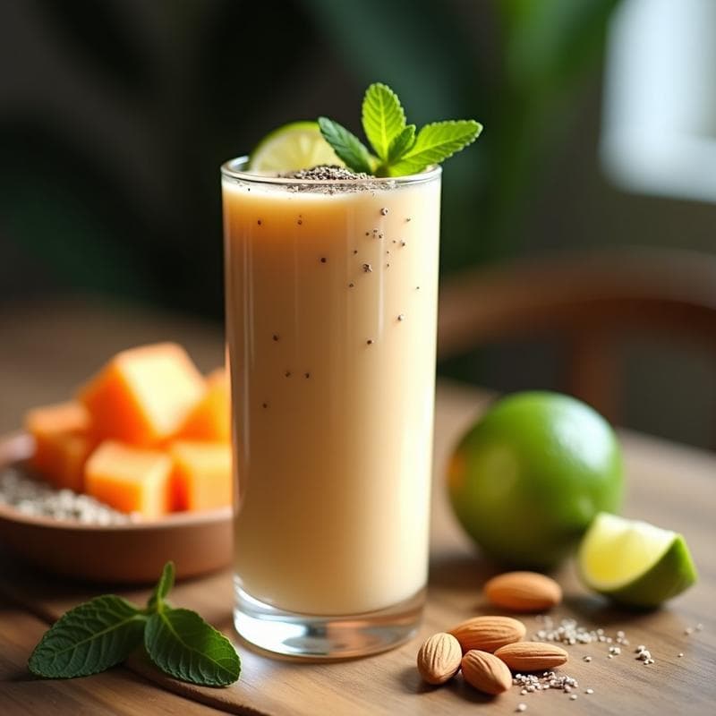Smoothie de Papaia y Chía con Leche de Almendras: Bebida Tropical Detox en 5 Minutos