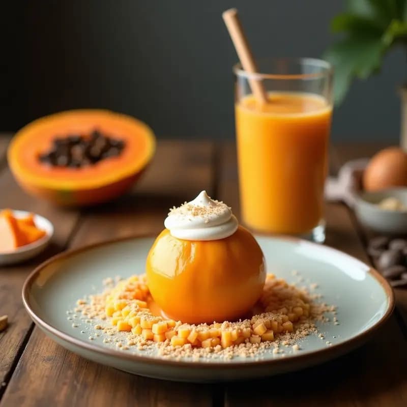 Smoothie de Papaia y Jengibre con Espuma de Coco: Bebida Tropical Detox