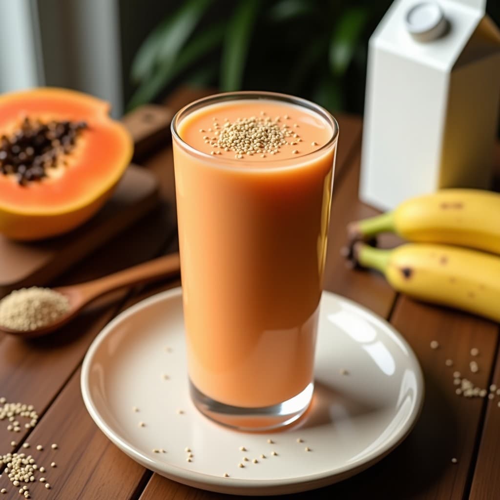 Smoothie de Papaya y Semillas de Amapola con Leche de Anacardos: Bebida Colombiana sin Lácteos