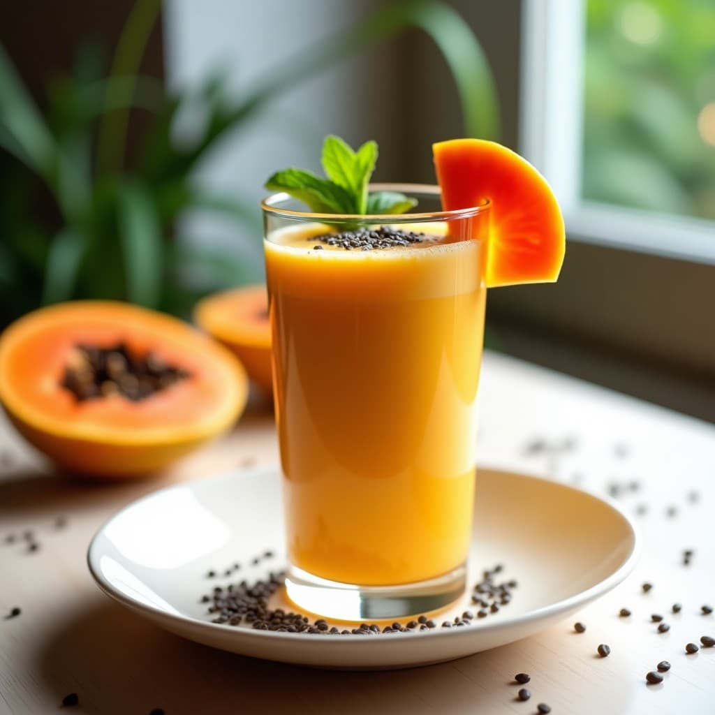 Smoothie de Papaya y Chía con Leche de Anacardos: Bebida Tropical Vegana