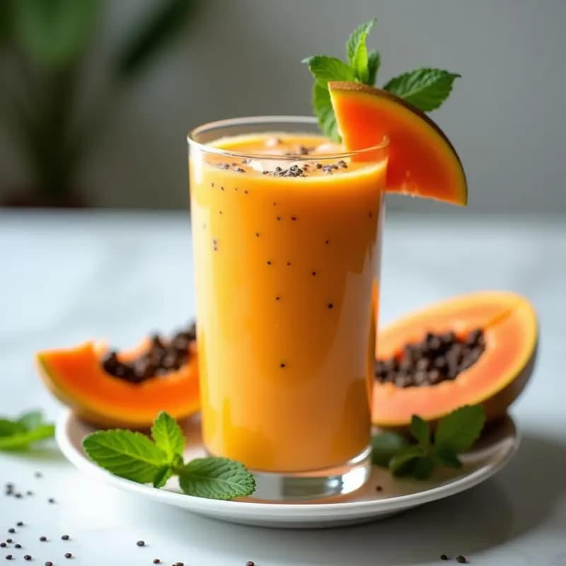 Smoothie de Papaya y Chía con Jengibre: Bebida Energética Tropical Sin Lácteos