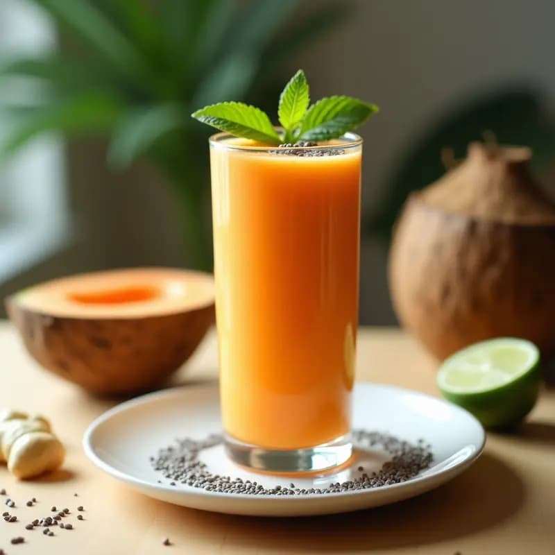 Smoothie de Papaya y Chía con Jengibre: Bebida Hawaiiana Depurativa y Sin Azúcar
