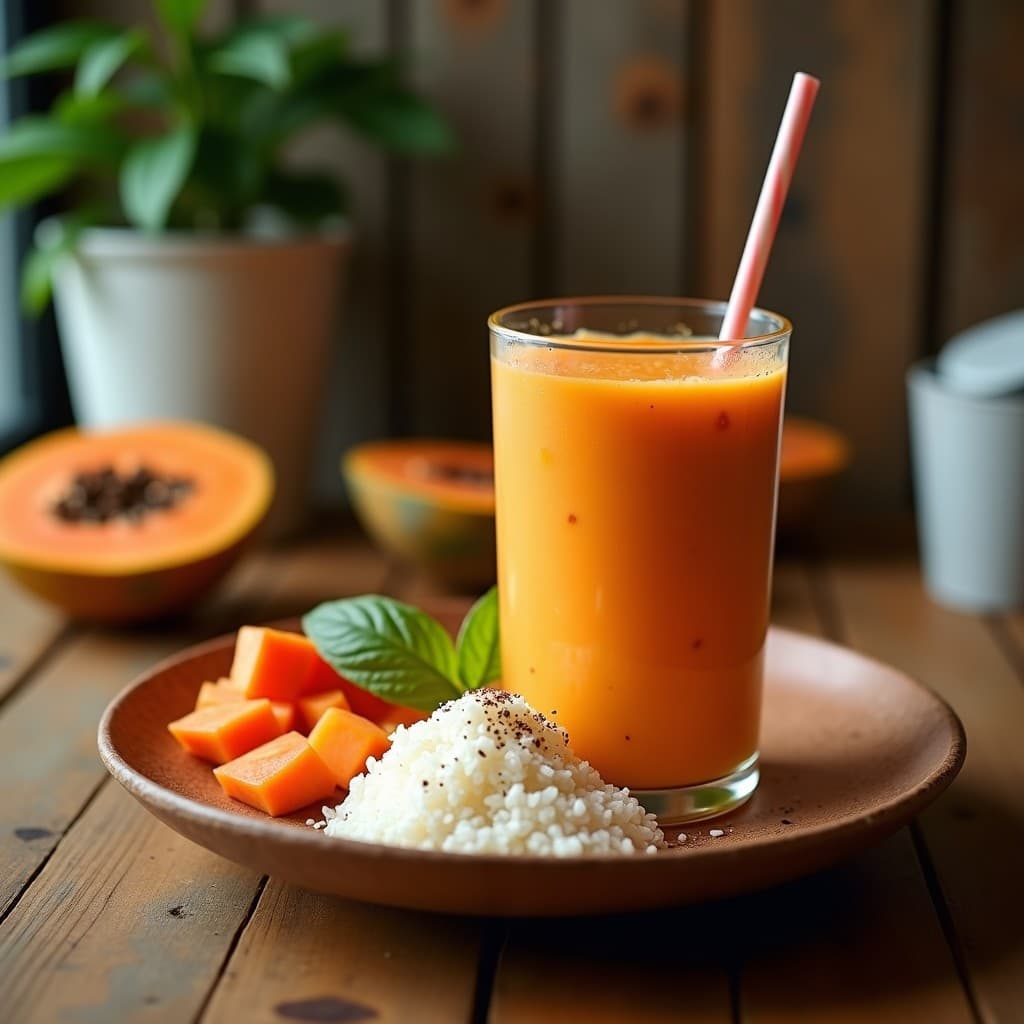 Smoothie de Papaya, Coco y Maca: Bebida Energética Peruana con Superalimentos