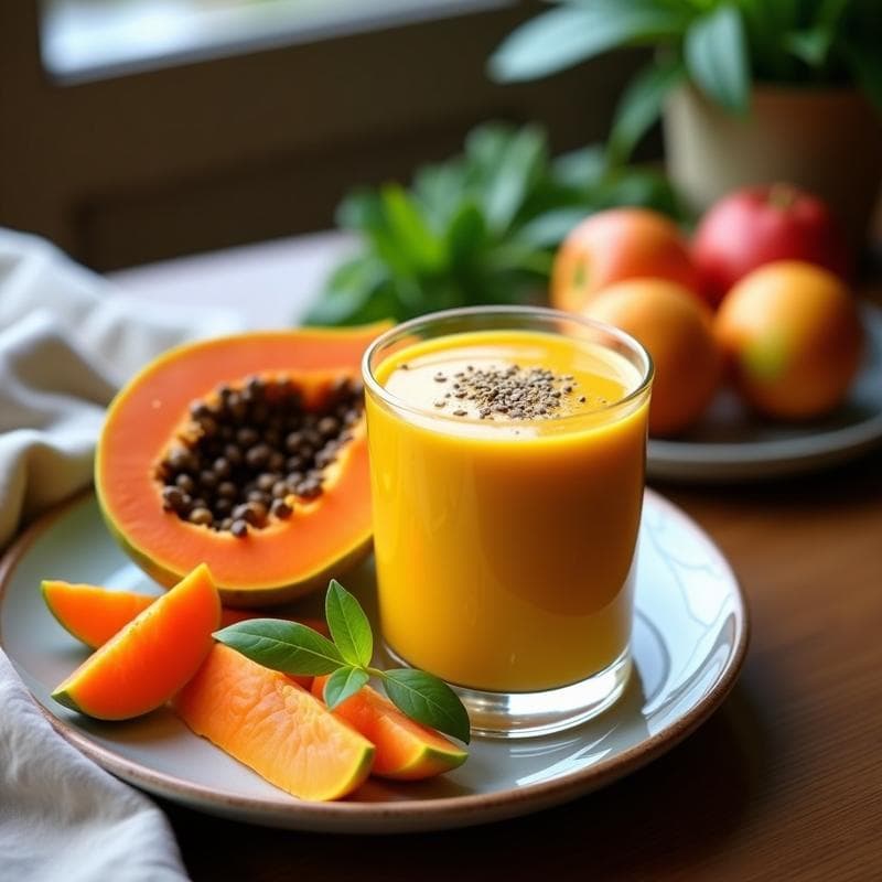 Smoothie de Papaya y Cúrcuma con Semillas de Cáñamo: Bebida Antinflamatoria y Energética