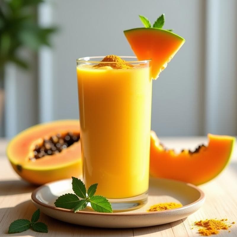 Smoothie de Papaya y Cúrcuma con Leche de Macrotyoma: Bebida Antiinflamatoria Tropical