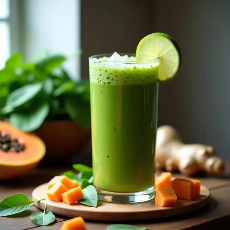 Smothie de Papaya y Espinaca con Jengibre: Bebida Detox Brasileña para el Tupper