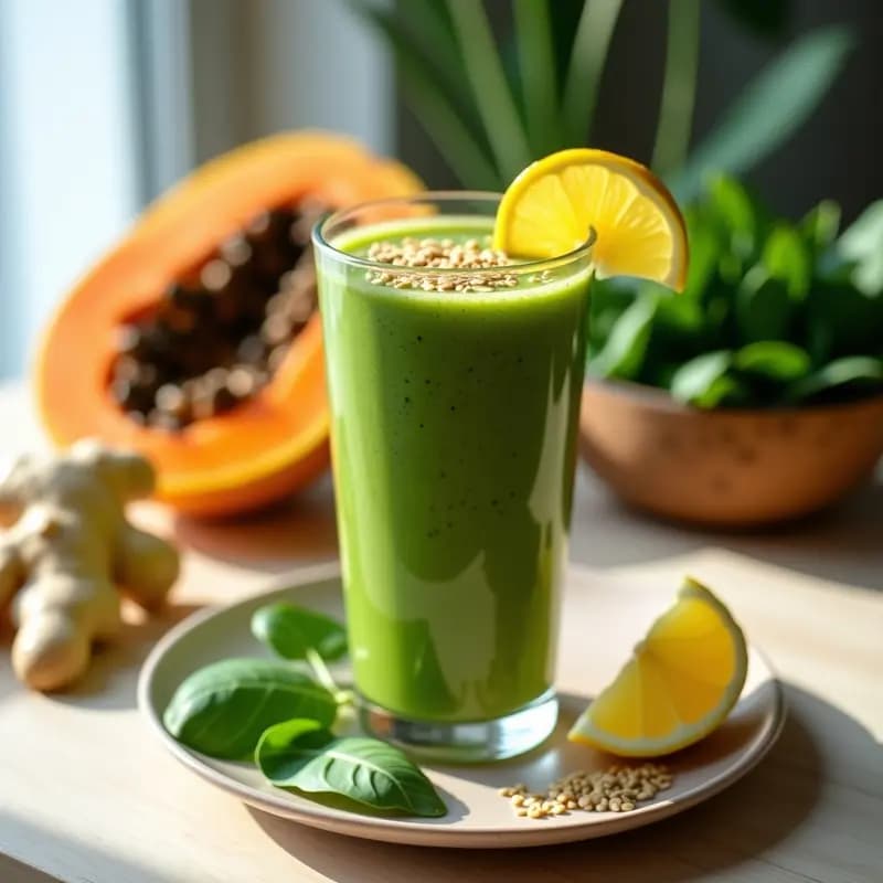 Smoothie de Papaya y Espinacas con Jengibre: Bebida Detox y Rica en Vitamina C