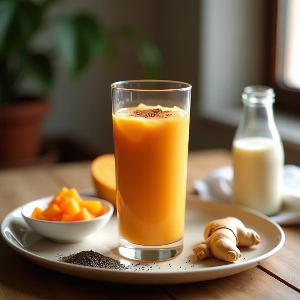 Smoothie de Papaya Fermentada y Jengibre con Leche de Cáñamo: Bebida Probiótica y Detox