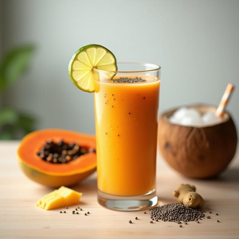 Smoothie de Papaya Fermentada y Jengibre: Batido Probiótico para la Digestión en 5 Minutos