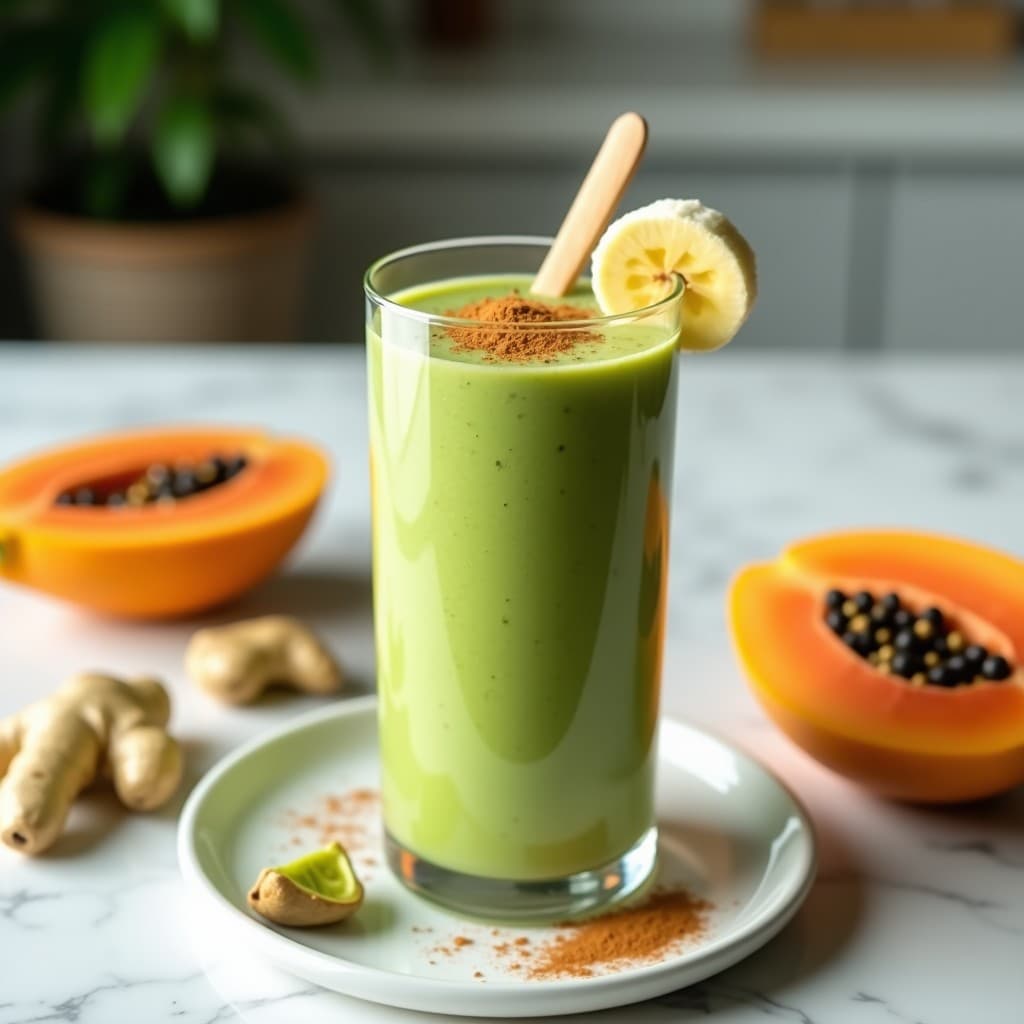 Smoothie de Papaya y Semillas de Moringa con Jengibre: Bebida Energética y Antioxidante para Gimnasio