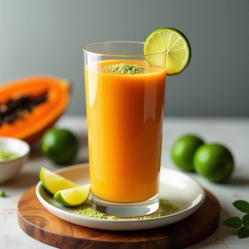 Smoothie de Papaya y Semillas de Moringa con Zumo de Lima: Bebida Energética Africana en 5 Minutos