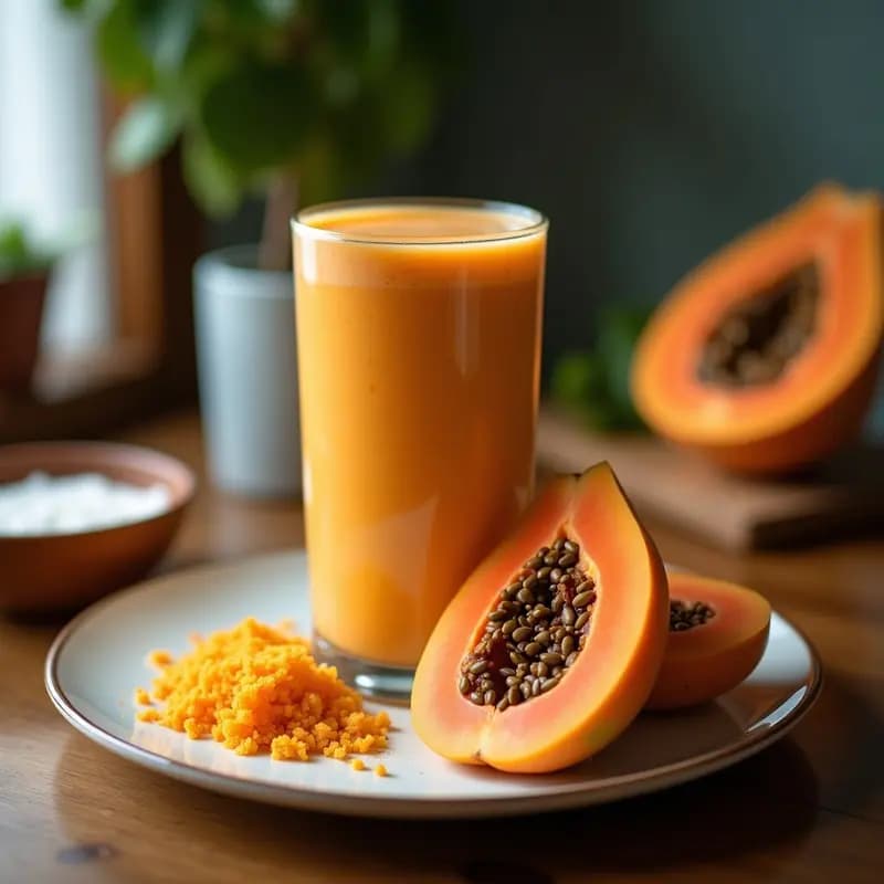 Smoothie de Papaya y Semillas de Calabaza con Leche de Coco: Desayuno Mexicano Alta en Fibra