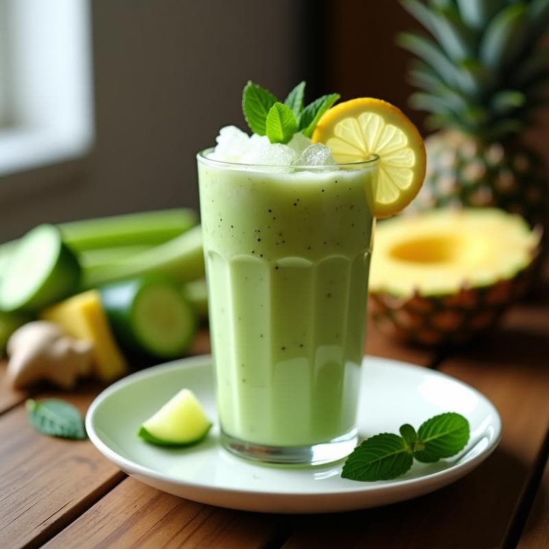 Smoothie de Pepino, Apio y Piña con Jengibre: Bebida Detox y Diurética en 5 Minutos