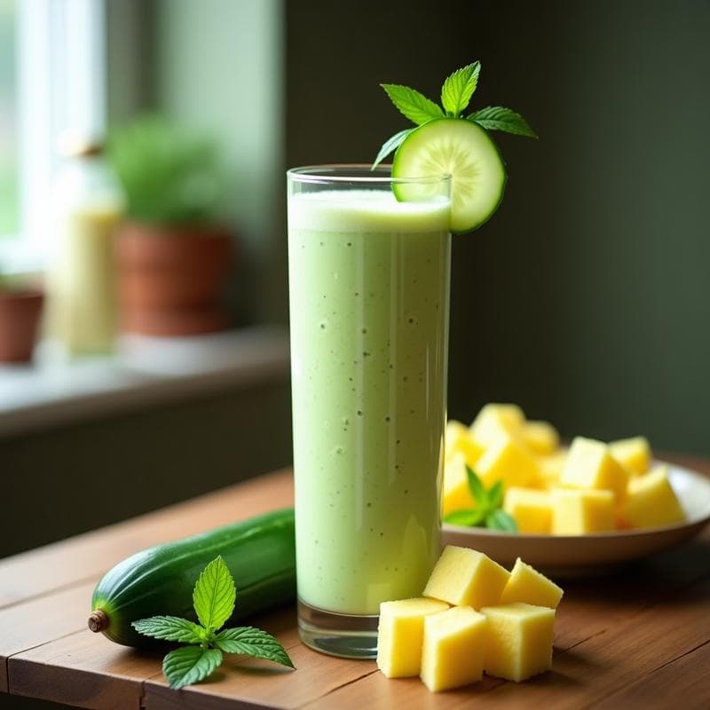 Smoothie de Pepino, Piña y Kéfir: Bebida Probiótica para la Digestión en 5 Minutos
