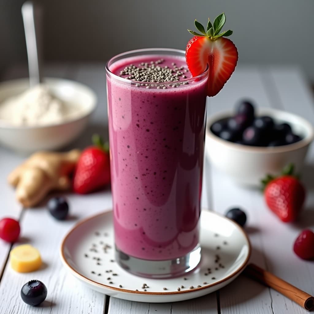 Smoothie de Péptidos de Colágeno y Frutos Rojos: Bebida Antienvejecimiento y Proteica