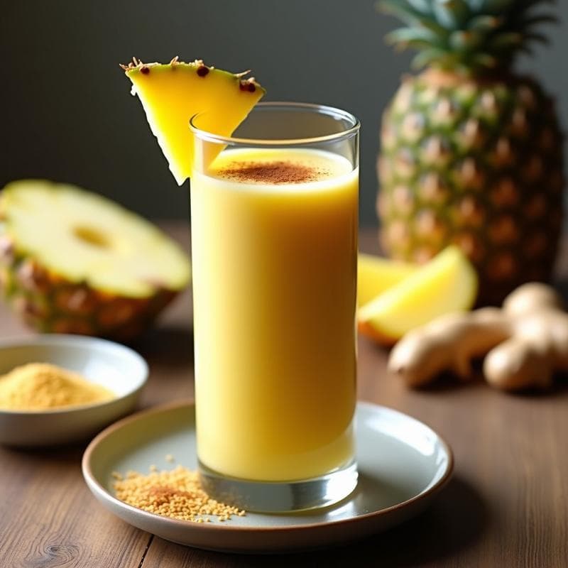 Smoothie de Péptidos de Guisante y Piña con Jengibre: Bebida Alta en Proteína y Detox
