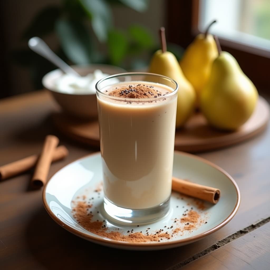 Smoothie de Pera y Canela con Yogur de Soja: Bebida Otoñal y Alta en Fibra
