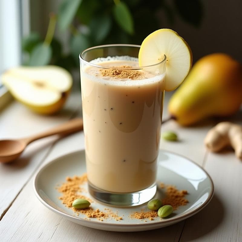 Smoothie de Pera y Cardamomo con Leche de Almendras: Bebida Detox y Relajante en 5 Minutos