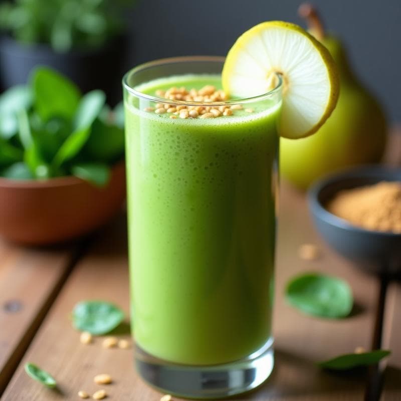 Smoothie de Pera, Espinaca y Proteína de Guisante: Bebida Verde Keto para Después del Gym