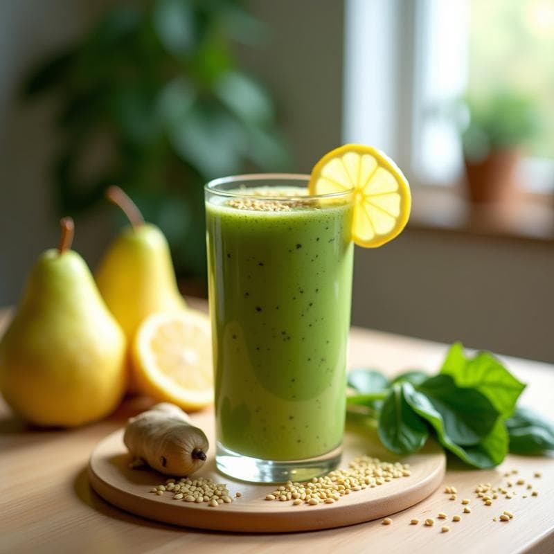 Smoothie de Pera y Jengibre: Bebida Detox y Digestiva con Espinacas y Limón