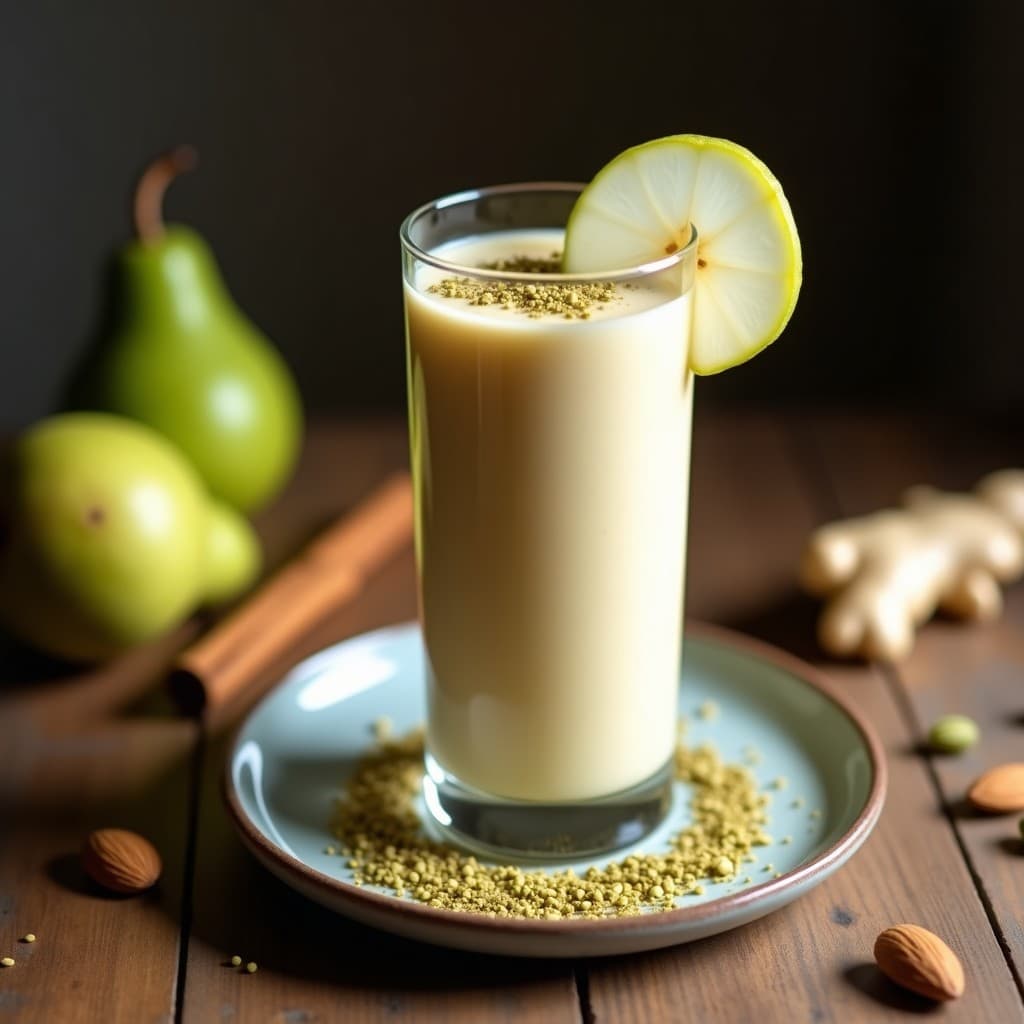 Smoothie de Pera Williams y Kardamomo con Leche de Almendras: Bebida Ayurvédica Desintoxicante