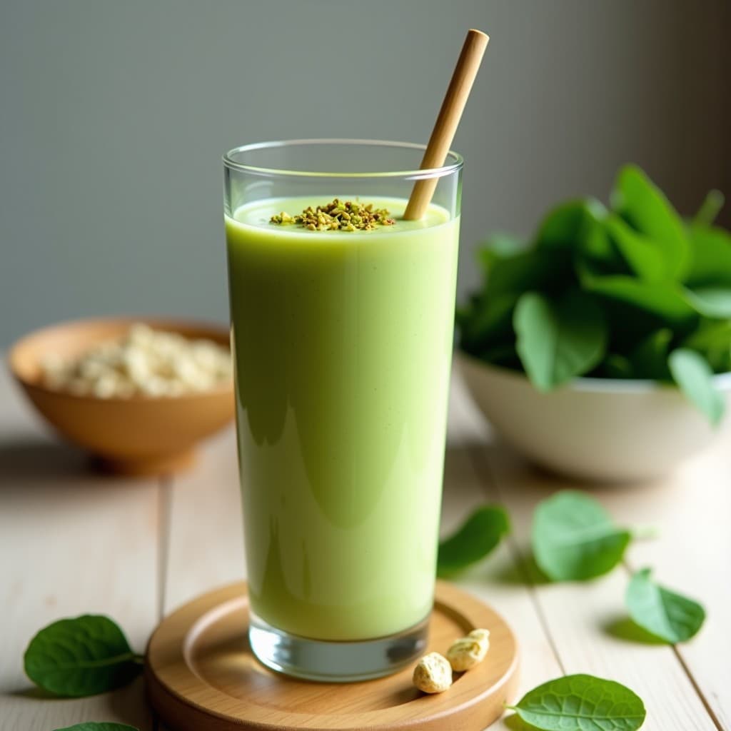 Smoothie de Pistacho y Espinaca con Leche de Avena: Bebida Verde Keto en 5 Minutos