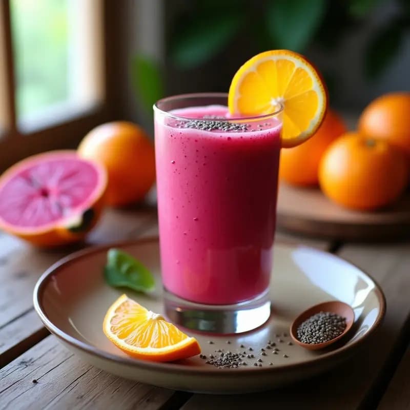 Smoothie de Pitahaya y Chía con Zumo de Naranja: Bebida Mexicana Rica en Vitamina C