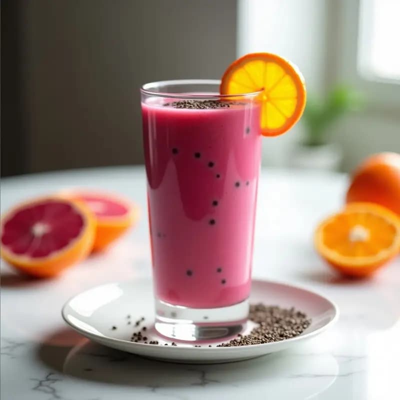 Smothie de Pitahaya Rosa y Chía con Zumo de Naranja: Bebida Energética Vegana