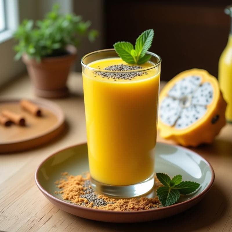 Smoothie de Pitahaya Amarilla y Leche de Camello: Bebida Exótica Arabia Saudí Antiinflamatoria