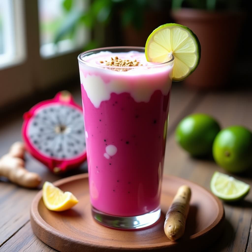 Smoothie de Pitahaya y Leche de Tigre: Bebida Detox Peruana con Jengibre y Limón