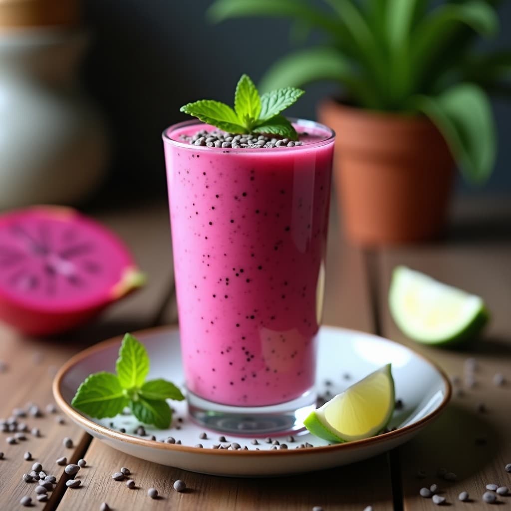 Smoothie de Pitaya y Leche de Tigre con Chía: Bebida Peruana Desintoxicante y Energizante